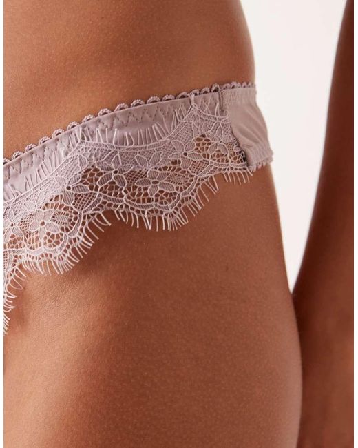 KAT THE LABEL Natural Sorrento Satin Lace Thong