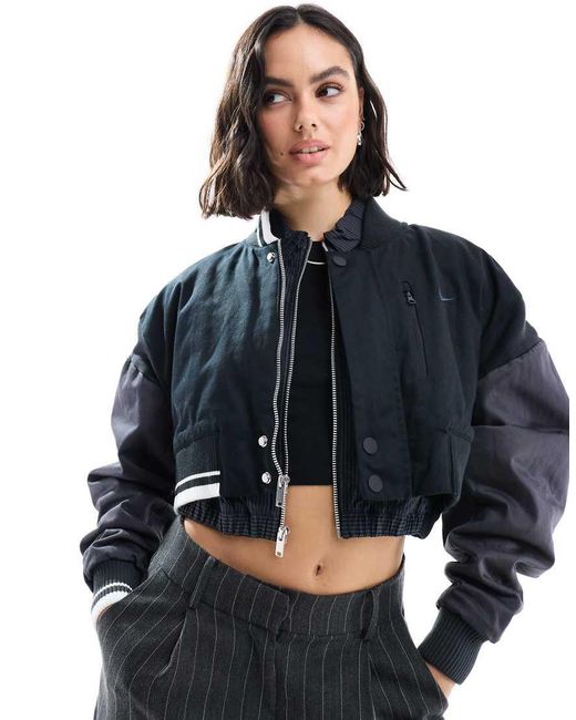 Nike Blue Mdc Cropped Woven Bomber Jacket