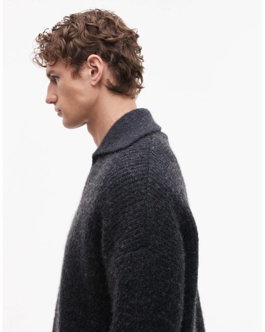 Weekday Blue Boxy Polo Knit Jumper for men