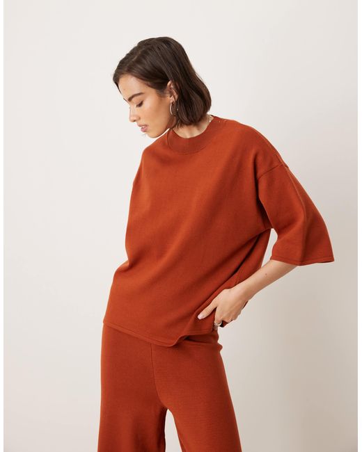 ASOS Orange Knitted Structured T Shirt