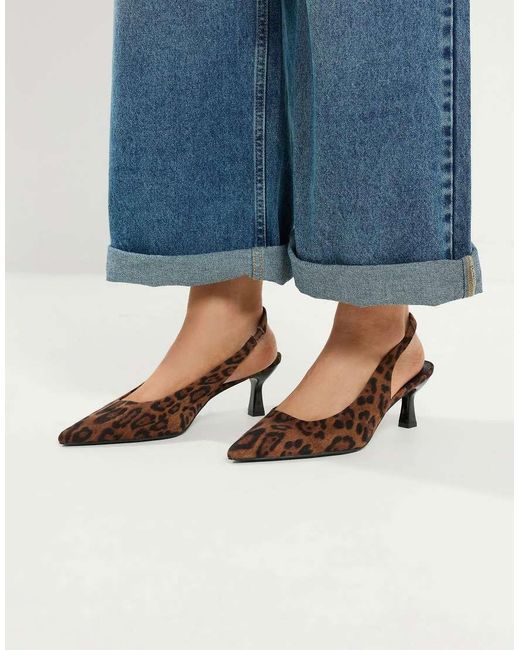 Yours Clothing Black Wide Fit Leopard Faux Suede Sling Back Heels