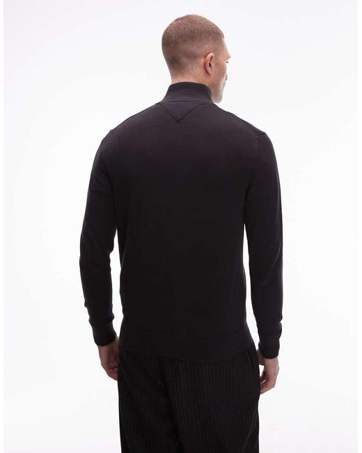 Tommy Hilfiger Black Essential Cotton Half Zip Jumper for men