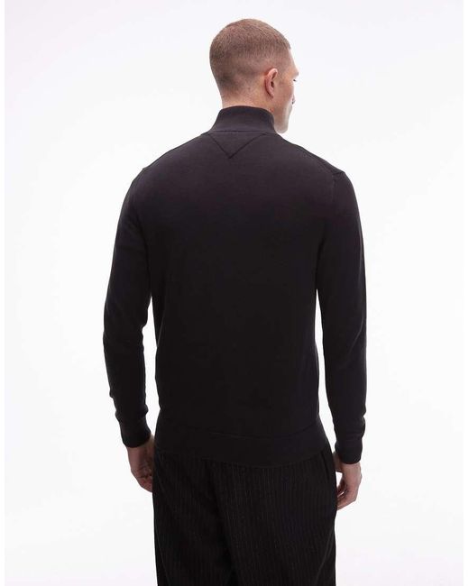 Tommy Hilfiger Black Essential Cotton Half Zip Jumper for men