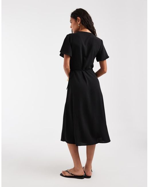 ONLY Black Wrap Midi Dress