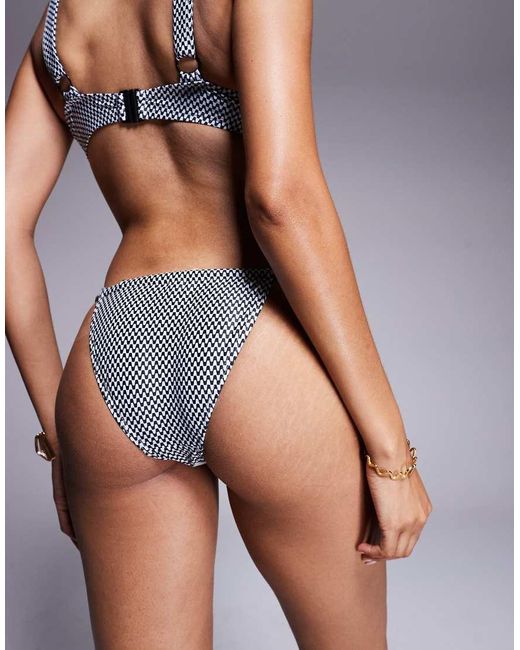 Wolf & Whistle Gray Geo Textured Bikini Bottom