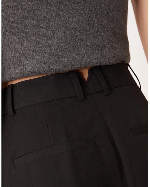 ASOS Natural Tall Tailored Wide Leg Trousers With Pleat Detail