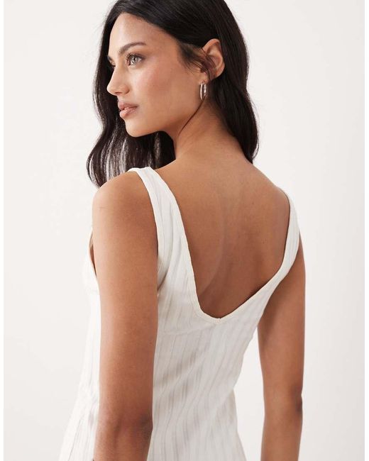 ASOS White Wide Rib Sleeveless V Neck Midi Dress