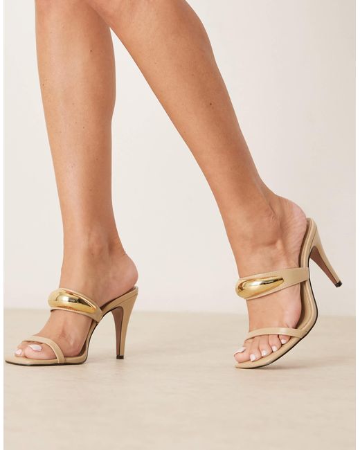 Novie - mules à talon haut et finition fantaisie - beige ASOS en coloris Natural