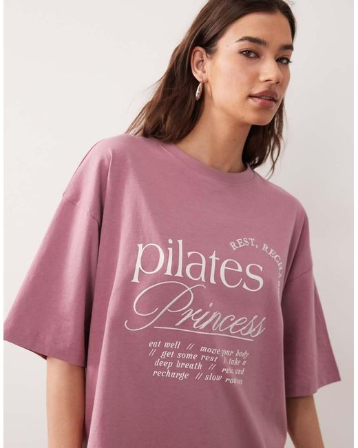 ASOS Pink Pilates Princess Graphic Tee And Short Pyjama Set