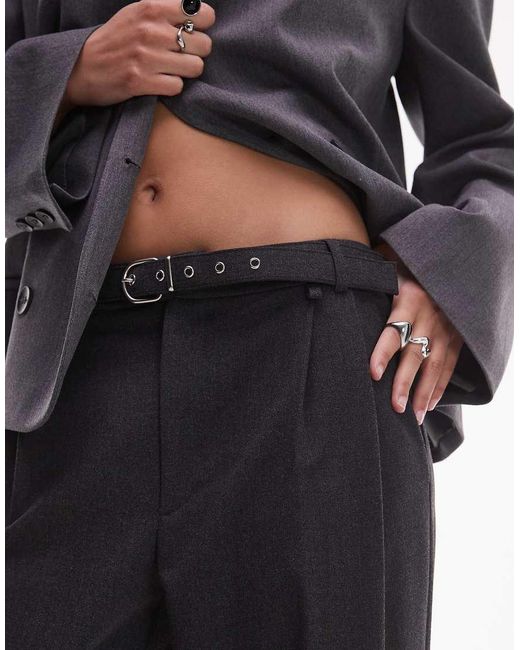 ASOS Gray Tailored Belted Tapered Leg Trouser
