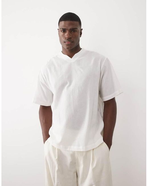 ASOS White Oversized Overhead Linen Look Shirt for men