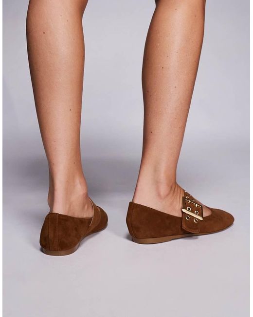 Steve Madden Brown Atlantica Buckle Detail Ballet Flats