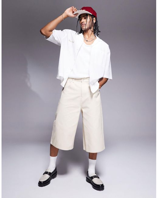 ASOS Natural Extra Long Jort for men