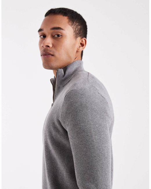 Only & Sons – gerippter pullover in Gray für Herren
