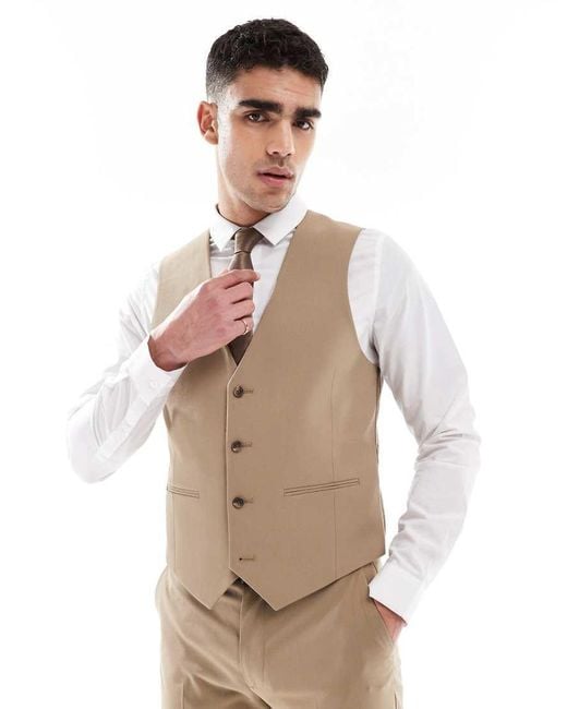 ASOS Natural Slim Suit Waistcoat for men