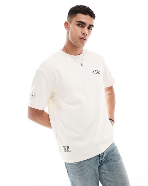 T-shirt épais imprimé - écru Bershka pour homme en coloris White