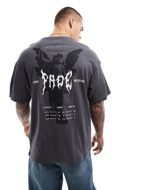 T-shirt oversize grigia con stampa di angelo "fade" sul retro di ADPT in Gray da Uomo