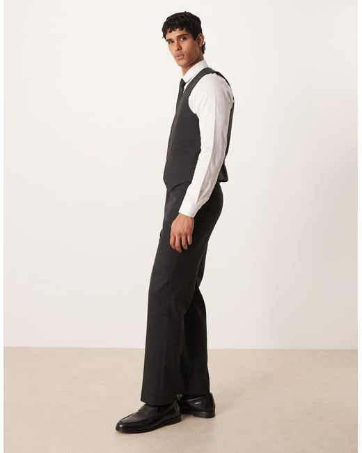 Pantalones De Traje De Corte Recto De Tejido Efecto Lana De ASOS de hombre de color Black