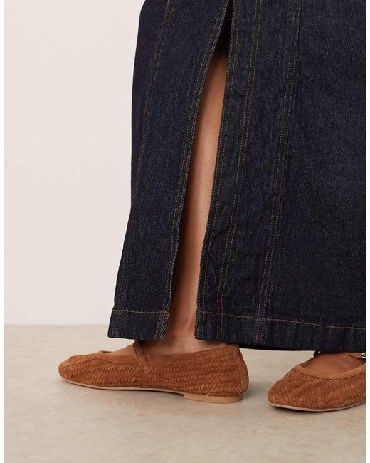Vila Blue Seam Detail Denim Midi Skirt