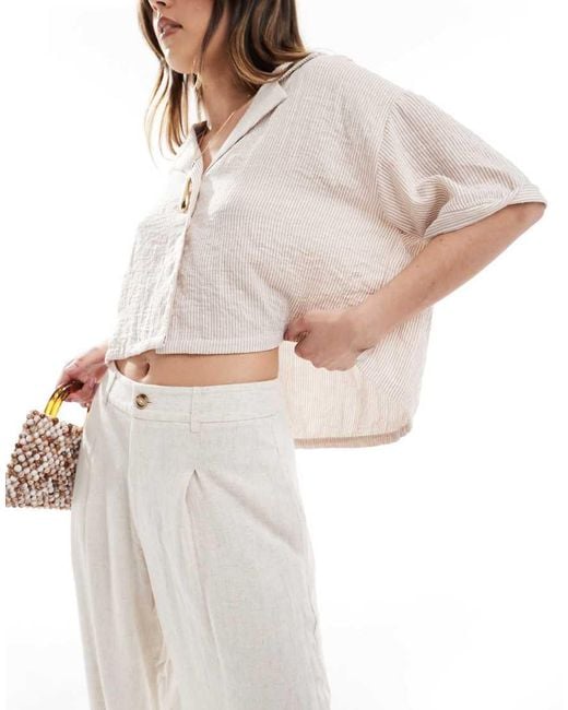 Miss Selfridge White Linen Blend Tailored Wide Leg Trousers