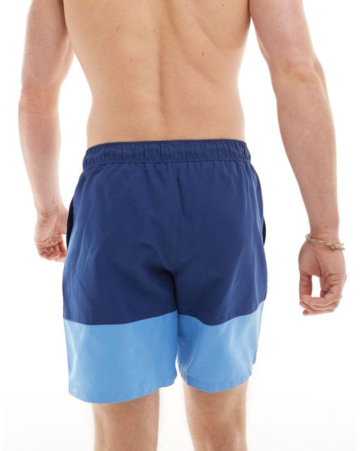 Pantaloncini da bagno taglio medio con motivo cut and sew di ASOS in Blue da Uomo