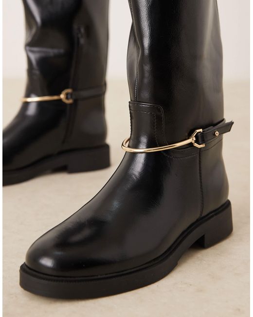ASOS Natural Cole Flat Riding Knee Boots