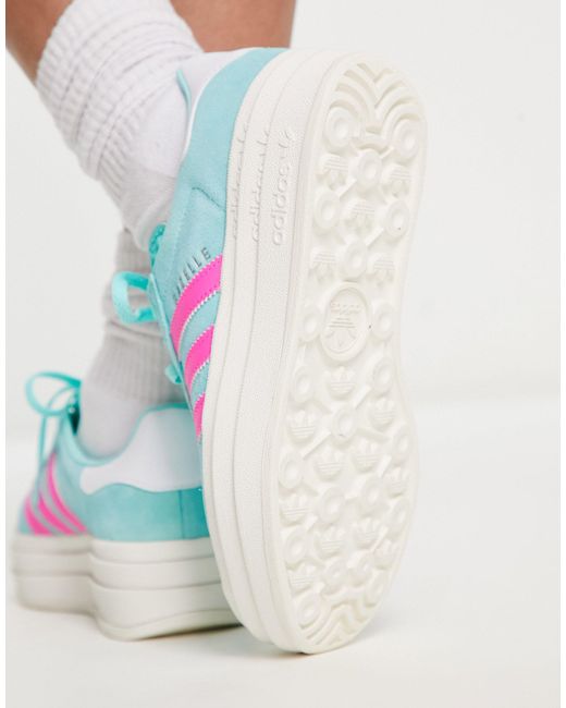 Gazelle bold - sneakers acqua e rosa con suola platform di Adidas Originals in Blue