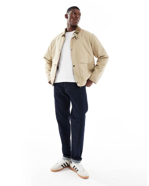 Only & Sons Natural Cord Collar Padded Coach Jacket for men