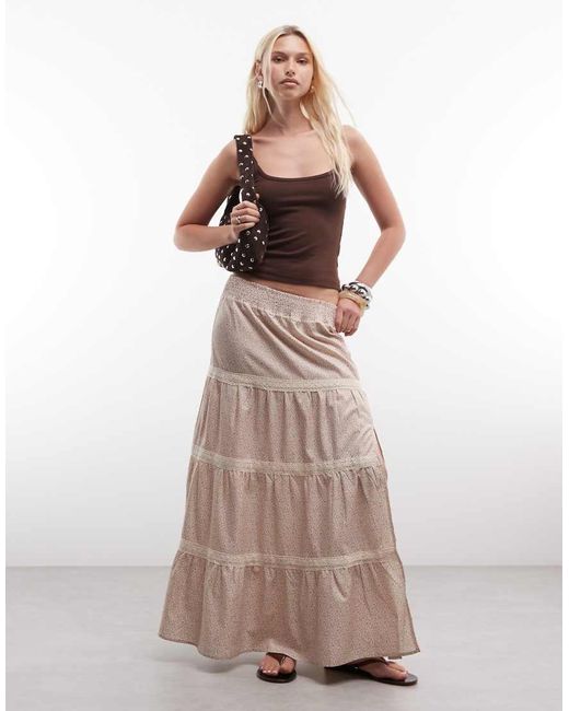 Daisy Street Multicolor Low Rise Tiered Maxi Skirt