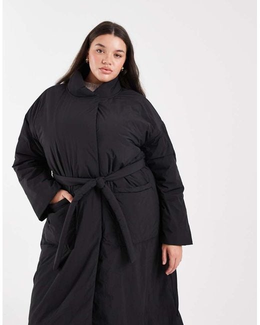 ONLY Black Tie Waist Longline Coat