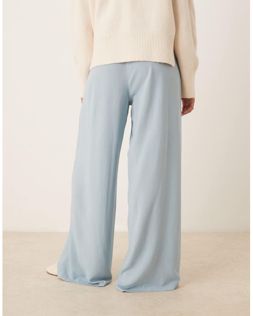 ASOS Blue Linen Blend Pull On Trouser