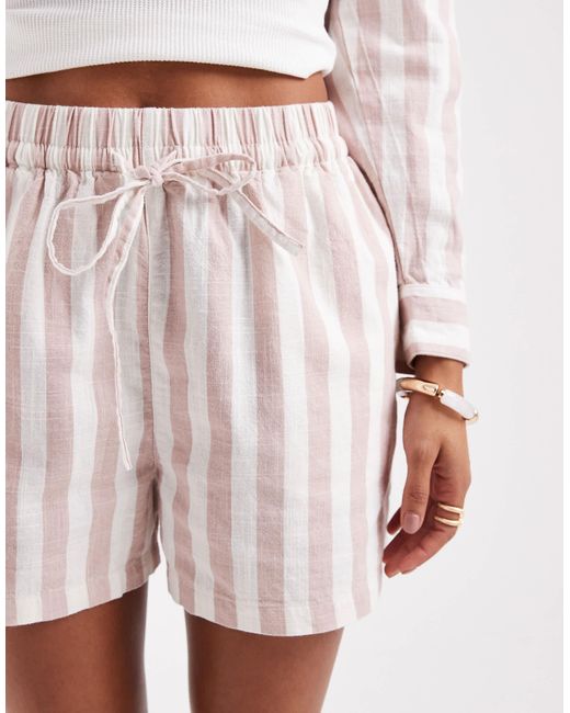 ASOS White Linen Look Pull On Shorts Co-ord