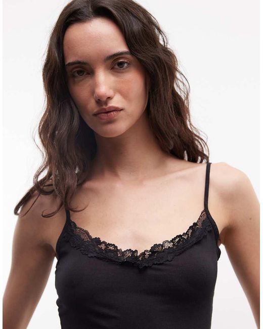 Monki Black Lace Soft Cami Top
