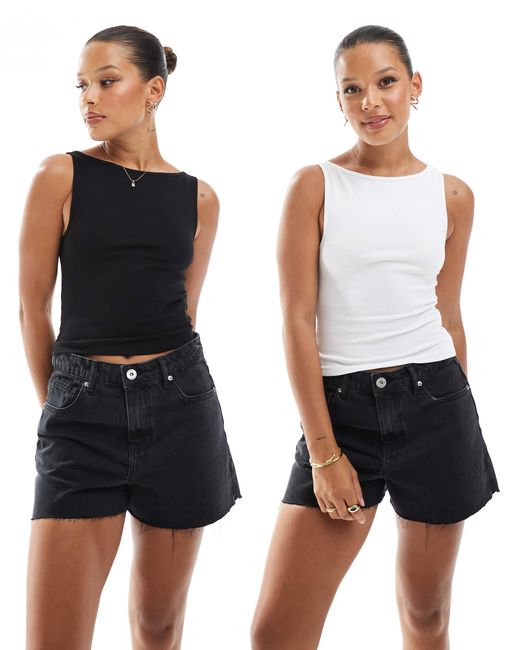 Pull&Bear Blue – 2er-pack racer-trägertops