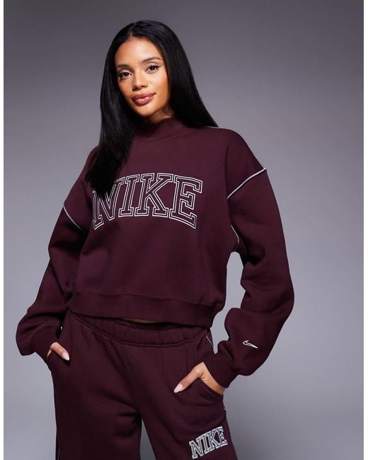 Nike Purple Retro Logo Mock Neck Sweatshirt
