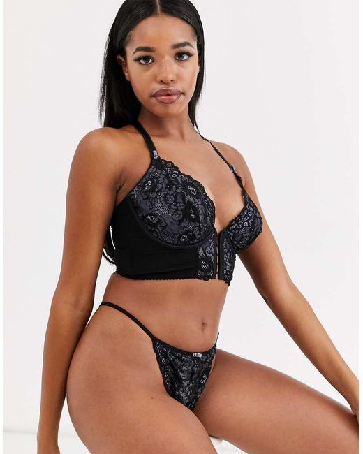 Pour Moi Black Opulence Lace Thong
