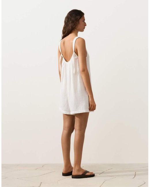 Oysho Natural Short 100% Cotton Jumpsuit