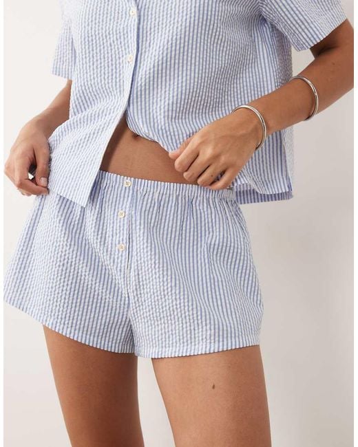 GOOD AMERICAN White Cotton Seersucker Pocket Detail Shorts