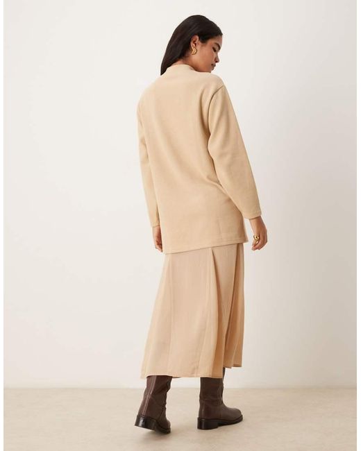 ASOS Natural Supersoft 2-In-1 Maxi Dress With Godet Chiffon Skirt