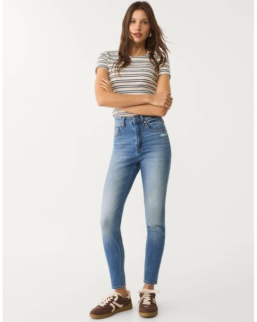 Stradivarius Blue – d09 – skinny jeans mit superhohem bund