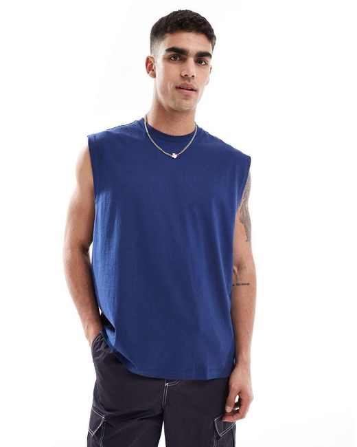 ASOS Oversized Tanktop in het Blue voor heren