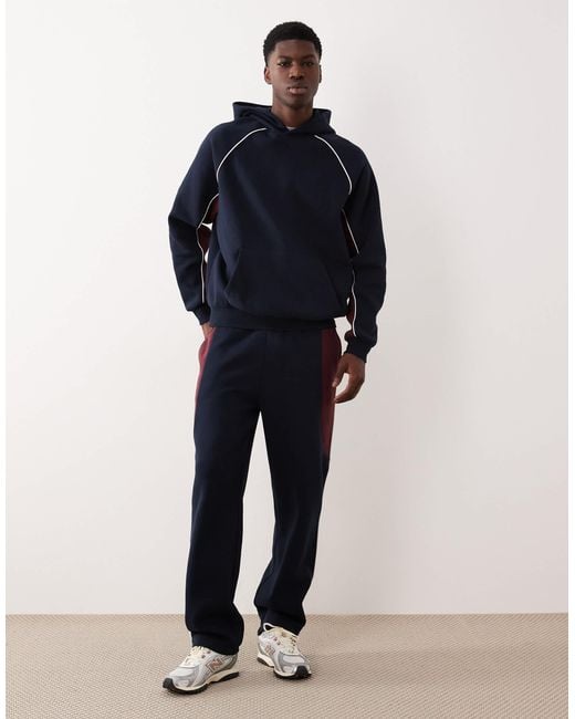 ASOS Blue Straight Leg jogger With Cut And Sew for men
