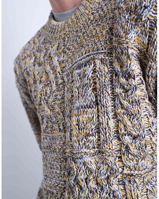 Topman Blue Regular Fit Cable Knitted Jumper for men