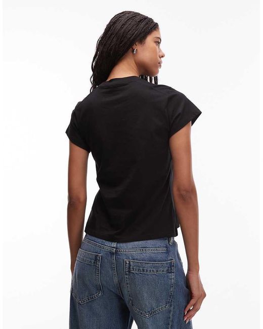 & Other Stories Black Fitted Jersey Top With Raglan Sleeves
