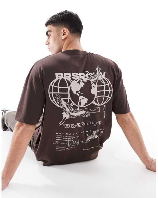 T-Shirt Oversize Con Stampa Sulla Schiena di ASOS in Gray da Uomo