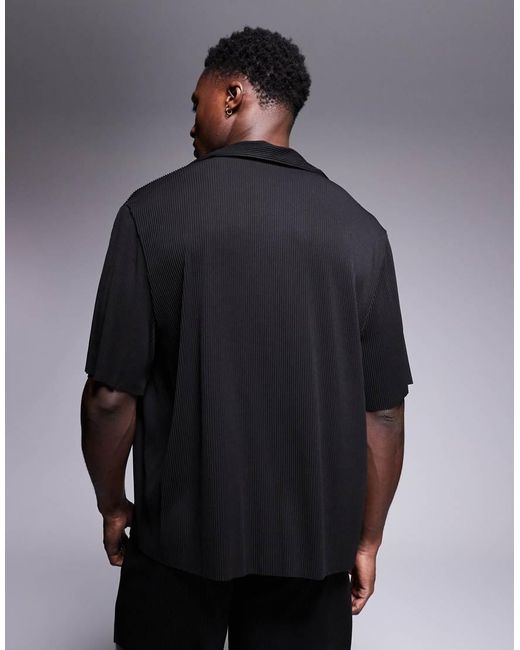 Camicia Ampia Squadrata Plissé Nera di ASOS in Blue da Uomo