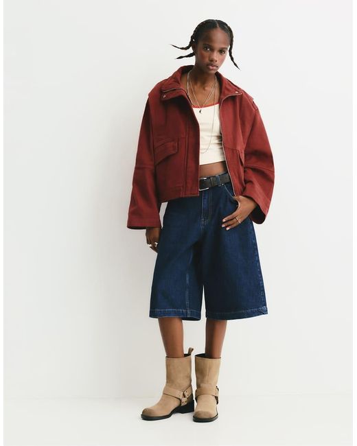 Pull&Bear Blue Jacket With Patch Pockets