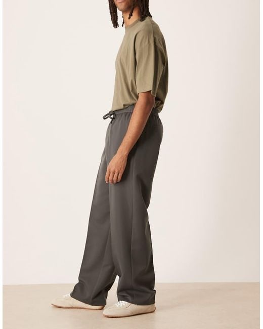 ASOS Natural Smart Pull-on Wide Leg Pants for men