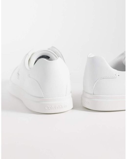Calvin Klein White Leather Low Profile Cupsole Sneakers