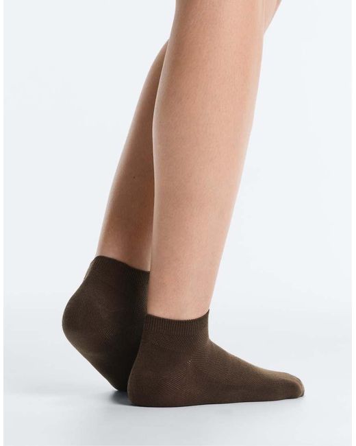 Oysho White 3 Pairs Of Cotton Blend Piqué Sneaker Socks